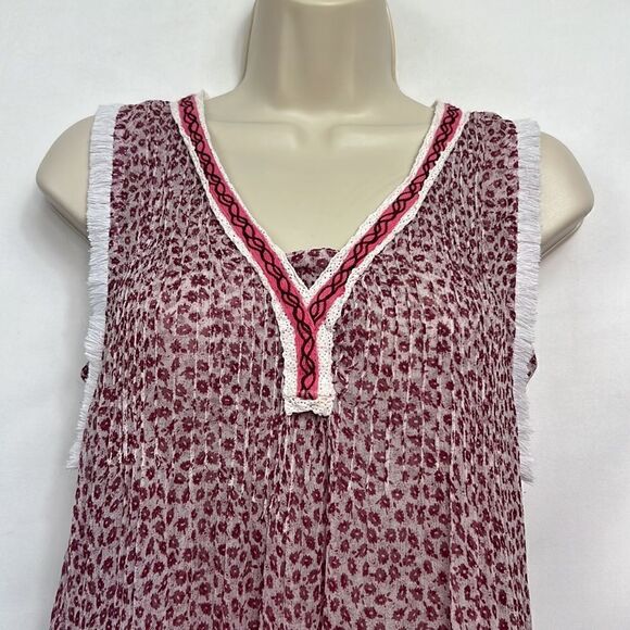 Poupette St Barth silk print layered top mini dress in Pink size small EUC - Picture 2 of 16